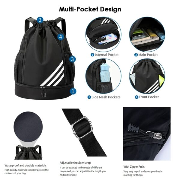 2023 New Design Sports Backpacks Multi Pocket Large Capacity Waterproof and Durable Drawstring backpack 5
