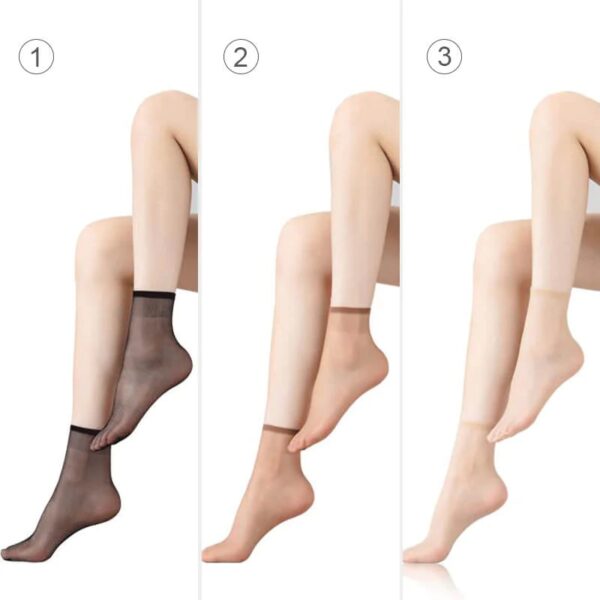 5Pairs Non slip Invisible Crystal Silk Socks Fashion Ladies Female Summer Short Ankle Silk Socks Thin 4