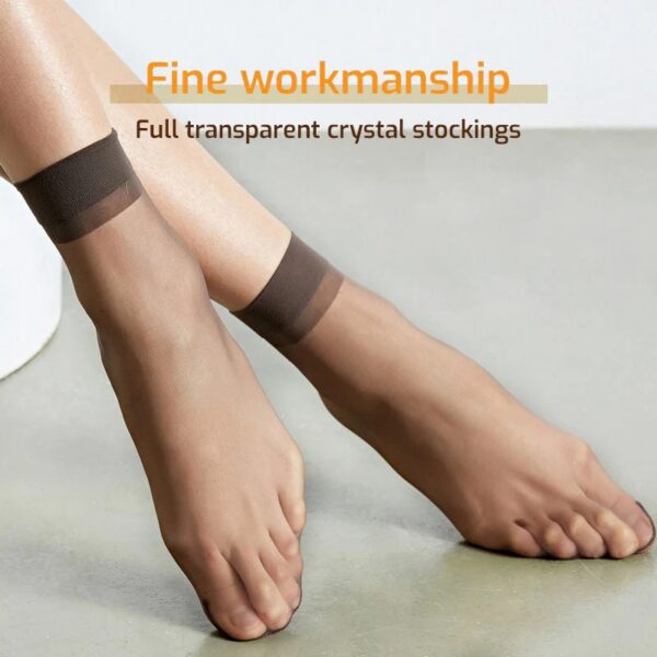 5Pairs Non slip Invisible Crystal Silk Socks Fashion Ladies Female Summer Short Ankle Silk Socks Thin 5