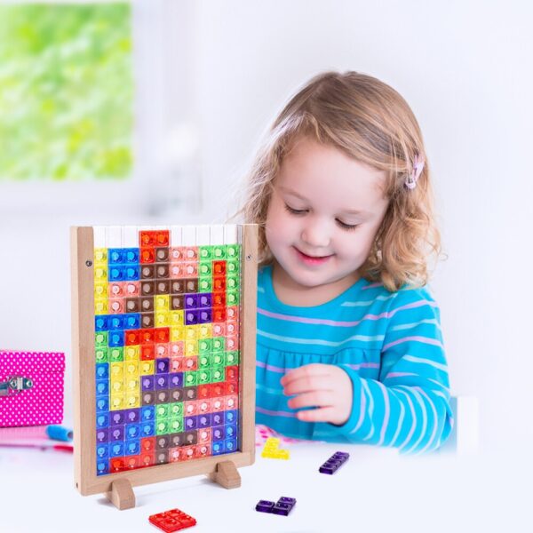 Building Blocks Puzzle Brain Teasers Toy Tangram Jigsaw Intelligence Colorful 3D Russian Blocks Game STEM Montessori 1