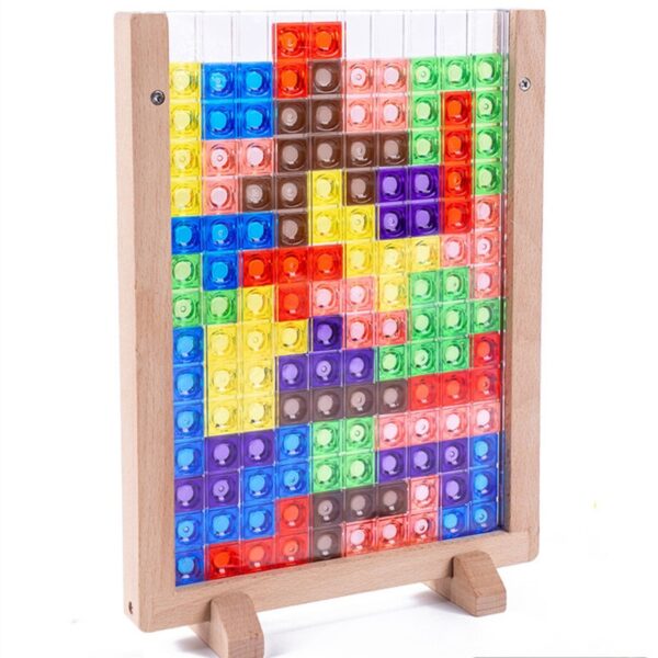 Building Blocks Puzzle Brain Teasers Toy Tangram Jigsaw Intelligence Colorful 3D Russian Blocks Game STEM Montessori 5
