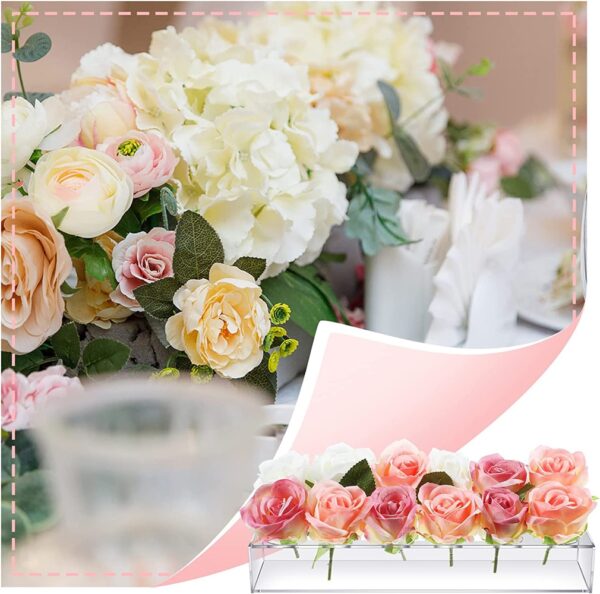 Clear Acrylic Rectangular Flower Vase With Lid Wedding Dinner Table Floral Centerpiece Morden Floral Vases Desktop 2