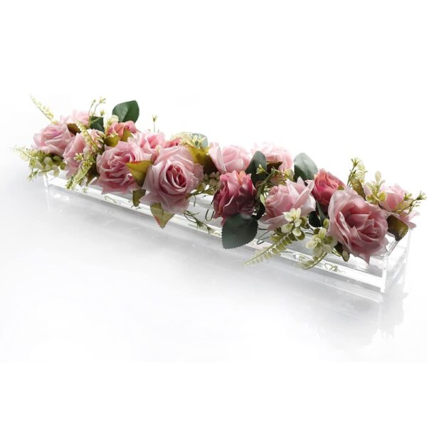 Clear Acrylic Rectangular Flower Vase With Lid Wedding Dinner Table Floral Centerpiece Morden Floral Vases Desktop