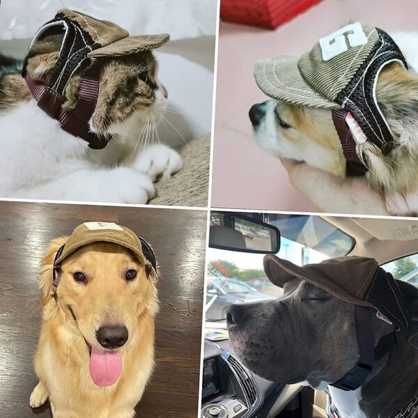 Dog Hat Dog Sunscreen Hat Baseball Cap Outdoor Sports Hat with Ear Holes Adjustable Pet Hat 4