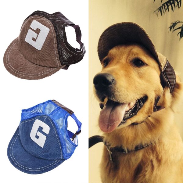 Dog Hat Dog Sunscreen Hat Baseball Cap Outdoor Sports Hat with Ear Holes Adjustable Pet Hat