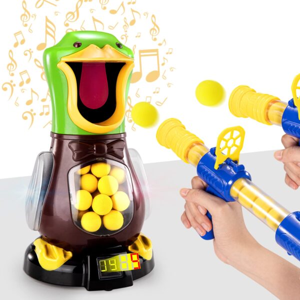 Hungry Shooting Duck Toys s ľahkou novinkou strieľajúca hračka Vzduchom poháňaná zbraň Soft Bullet Ball Electronic 1