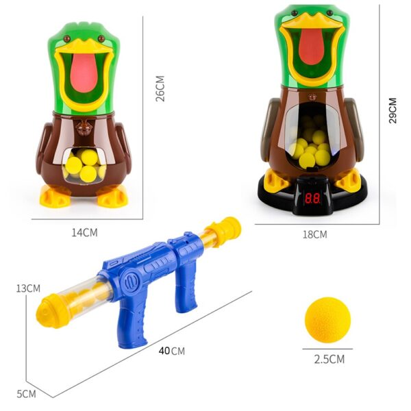 Hungry Shooting Duck Toys s ľahkou novinkou strieľajúca hračka Vzduchom poháňaná zbraň Soft Bullet Ball Electronic 3