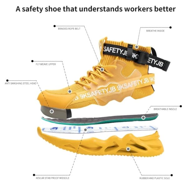 Men Safety Shoes Steel Toe Security Boots Anti smashing Work Men Casual Shoes Shoe Fashion Hiking 5