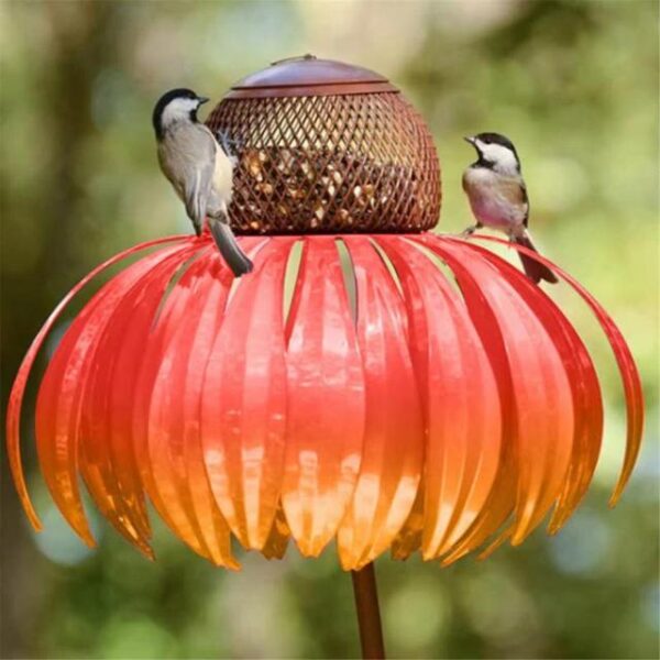 تغذية الطيور الردبكية الوردية ديكور خارجي حديقة زهرة بيكافلور تغذية الطيور البرية تغذية خارج مقاومة للصدأ 2.jpg 640x640 2