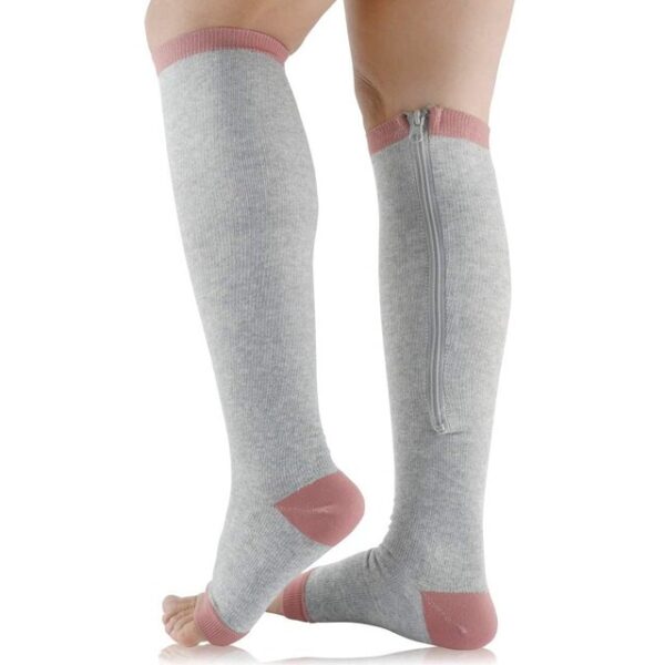 Unisex Open Toe Knee Length Zipper Compression Stockings Women Slim Sleeping Beauty Leg Support Medical Prevent 2.jpg 640x640 2