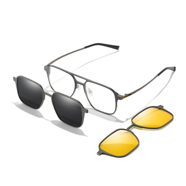 uhR7 Алуминиумски магнезиумски капак очила за миопија Рамна леќа очила за ноќно гледање Поларизирани очила за сонце Магнетно вшмукување