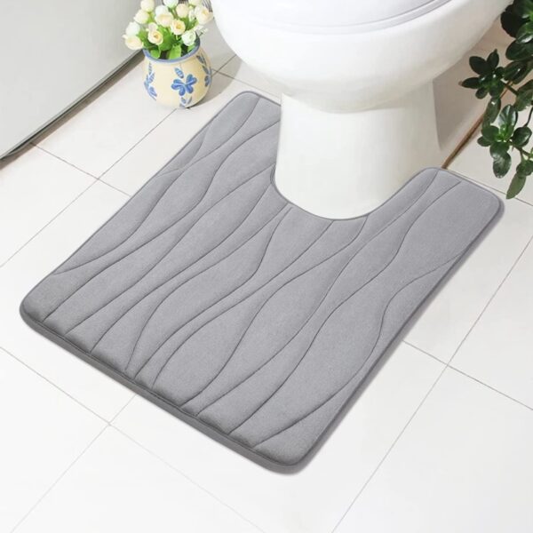 Homaxy U Shaped Memory Foam Bathroom Toilet Bath Mat Non Slip Absorbent Foot Carpet Soft Shower