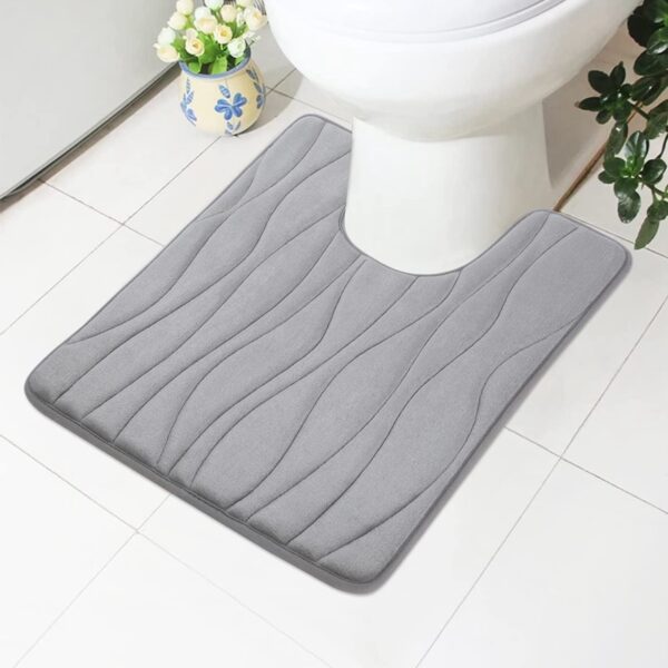 Homaxy Alfombra de baño de espuma viscoelástica en forma de U, alfombra antideslizante absorbente para pies, ducha suave