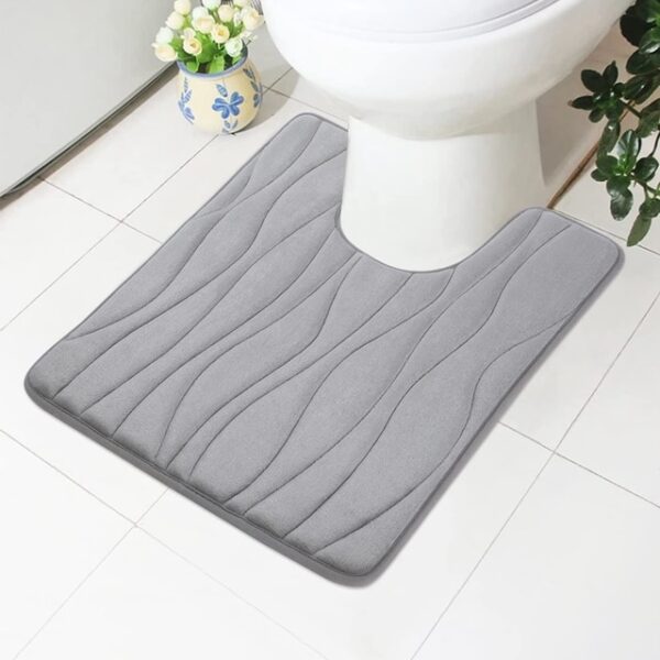 Homaxy U Shaped Memory Foam Bathroom Toilet Mat Non Slip Absorbent Foot Carpet Soft