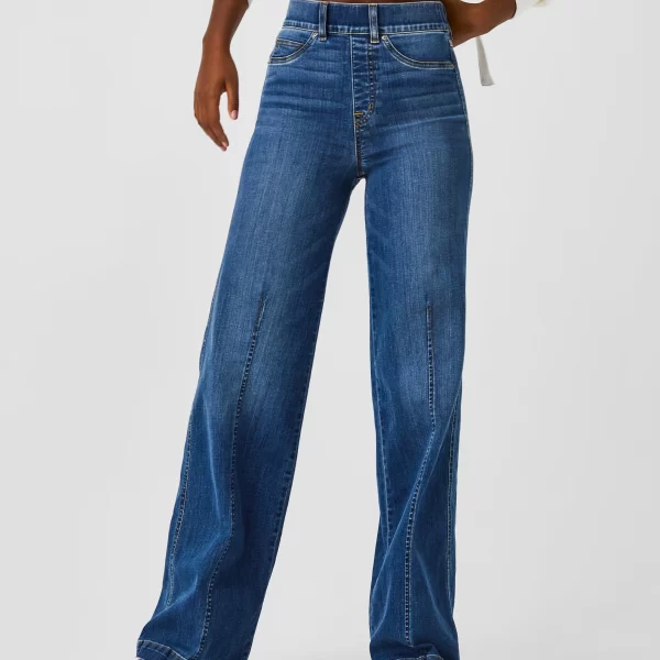 spanx Vintage Indigo Seamed Front Wide Leg Jeans