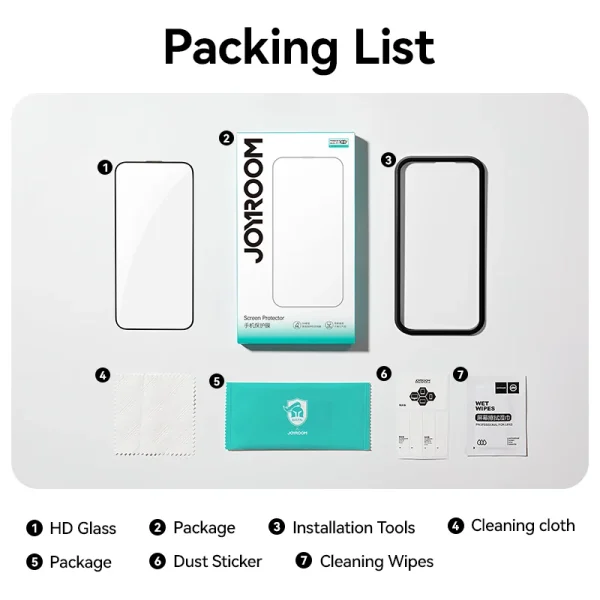 Joyroom 1/2/3pcs For iPhone 17 Pro Max HD Glass Screen Protector For iPhone 17/17Pro/17Air Full Screen Tempered Glass Protection