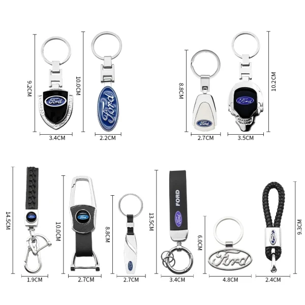 Alternative view of Para Ford Focus 2 3 1 MK2 MK3 MK1 Fiesta Ranger Mondeo Fusion Kuga Metal/cuero coche Logo llavero accesorios