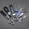 Para Ford Focus 2 3 1 MK2 MK3 MK1 Fiesta Ranger Mondeo Fusion Kuga Metal/cuero coche Logo llavero accesorios