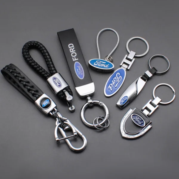 Para Ford Focus 2 3 1 MK2 MK3 MK1 Fiesta Ranger Mondeo Fusion Kuga Metal/cuero coche Logo llavero accesorios